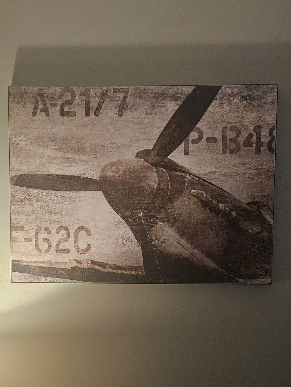 Vintage Airplane Wall Art Canvas 2-Piece Set - Sepia Propeller Print